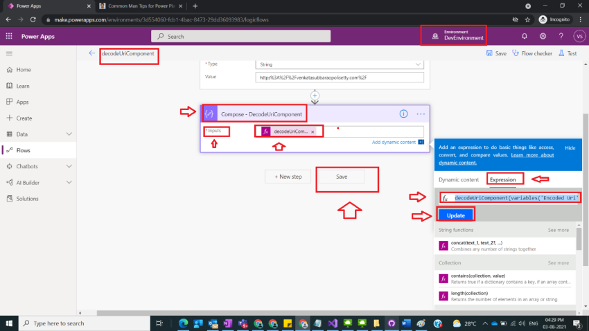 Usage of Decode URI in Power Automate